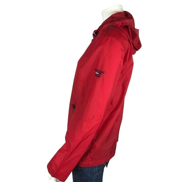 Vintage Tommy Girl Tommy Hilfiger Jeans Windbreaker Jacket Womens Large Red Flag - Picture 2 of 12